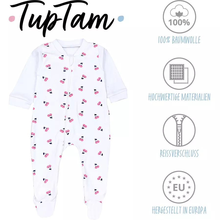 TupTam Baby Unisex Schlafstrampler mit Fuß 3er Pack rosalila