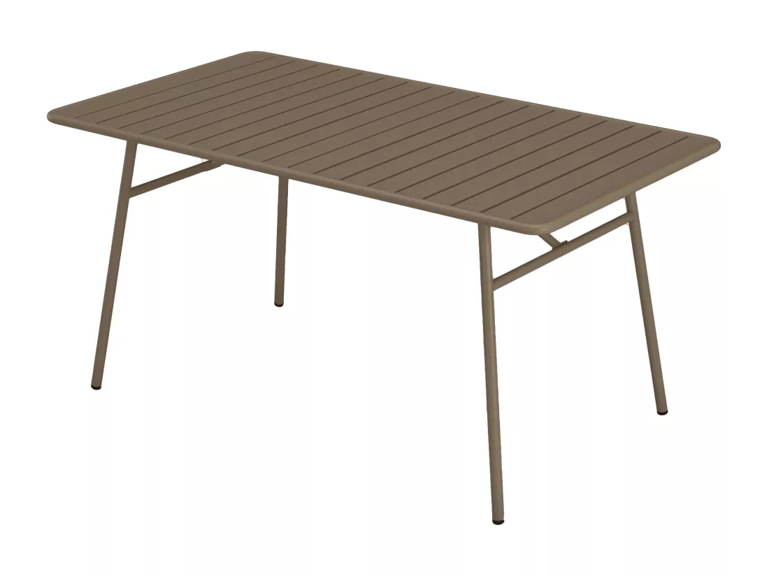 Salle à manger de jardin en métal - une table L.160 cm avec 2 fauteuils empilables et 4 chaises empilables - Taupe - MIRMANDE de MYLIA