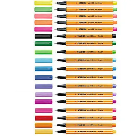 Fineliner - STABILO point 88 Mini - 18er Pack - mit 18 verschiedenen Farben inklusive 5 Neonfarben