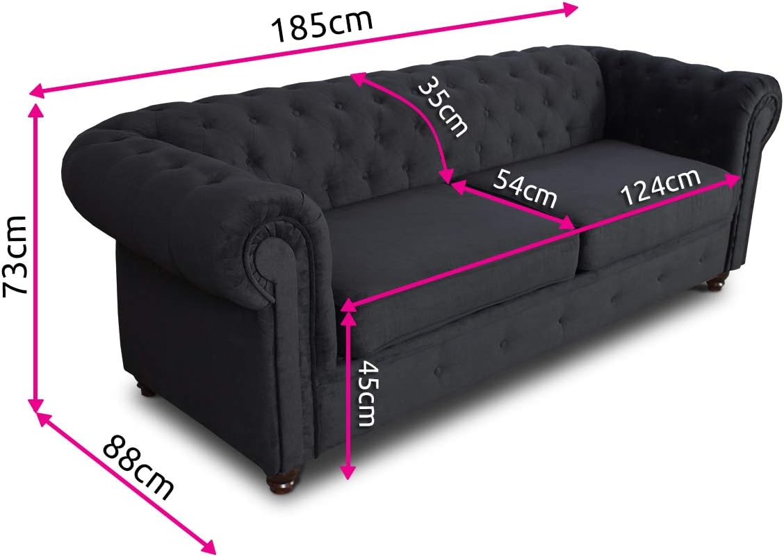Sofnet Sofa Chesterfield Asti 2-Sitzer, Couchgarnitur 2-er, Sofagarnitur, Couch mit Holzfüße, Polstersofa - Glamour Design, Velours (Beige (Velvet 28))