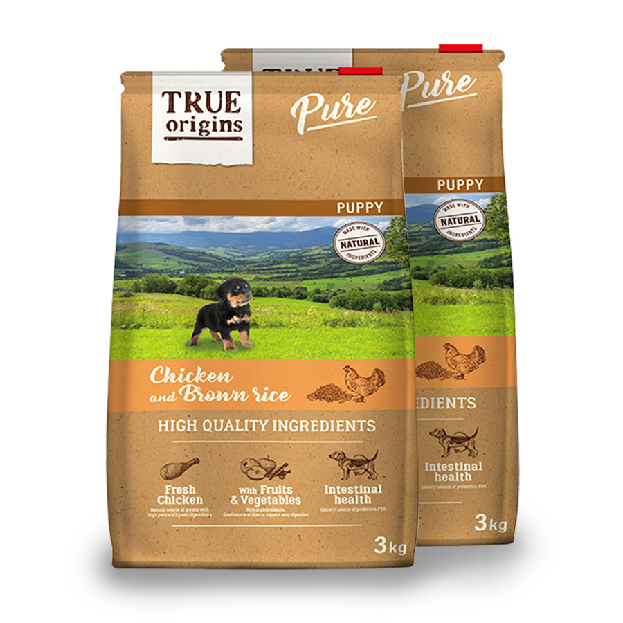 3 kg de ração True Origins Pure Puppy sabor frango para cães