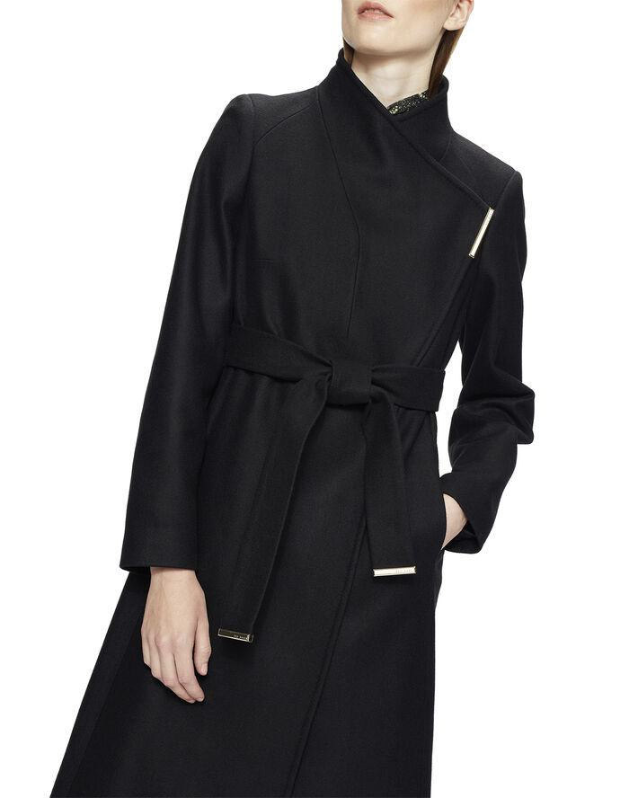 Ted Baker ROSELL Long Length Wool Wrap Coat Black