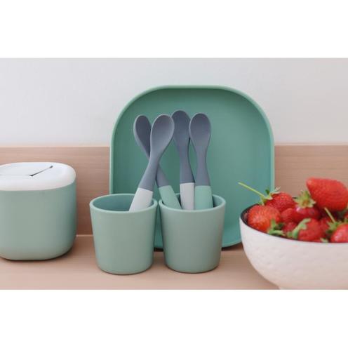 Lot de 4 Cuillères 1er Âge Silicone Mineral/Sage Green - BEABA