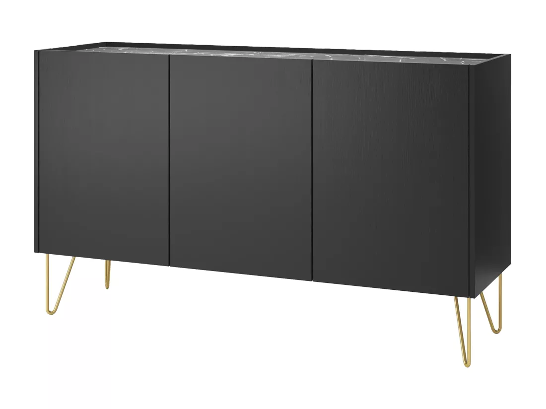 Buffet avec 3 portes - Noir, effet marbre noir et doré - PIOLUN de Pascal MORABITO