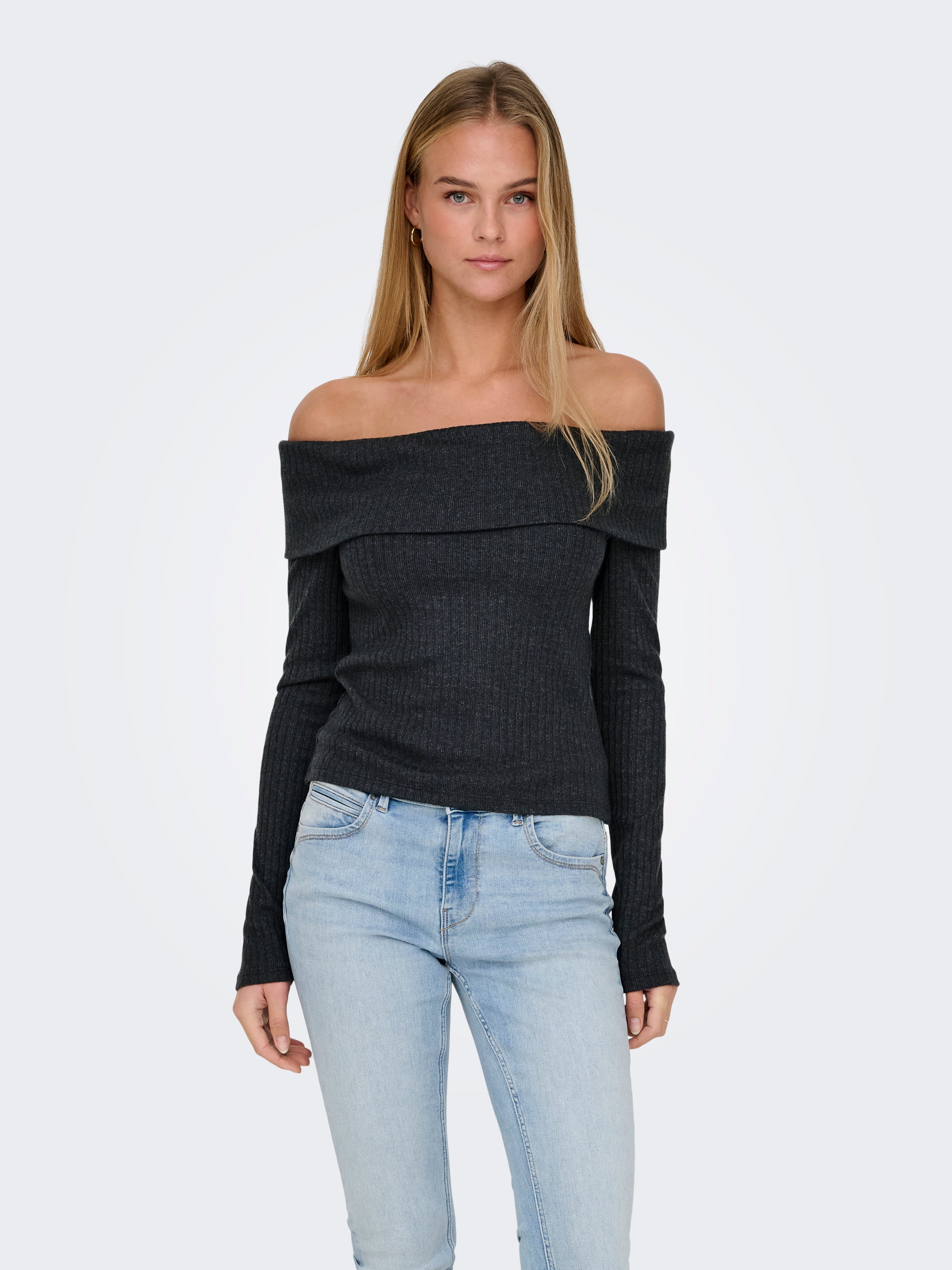ONLPIPER Top Dark Grey Melange