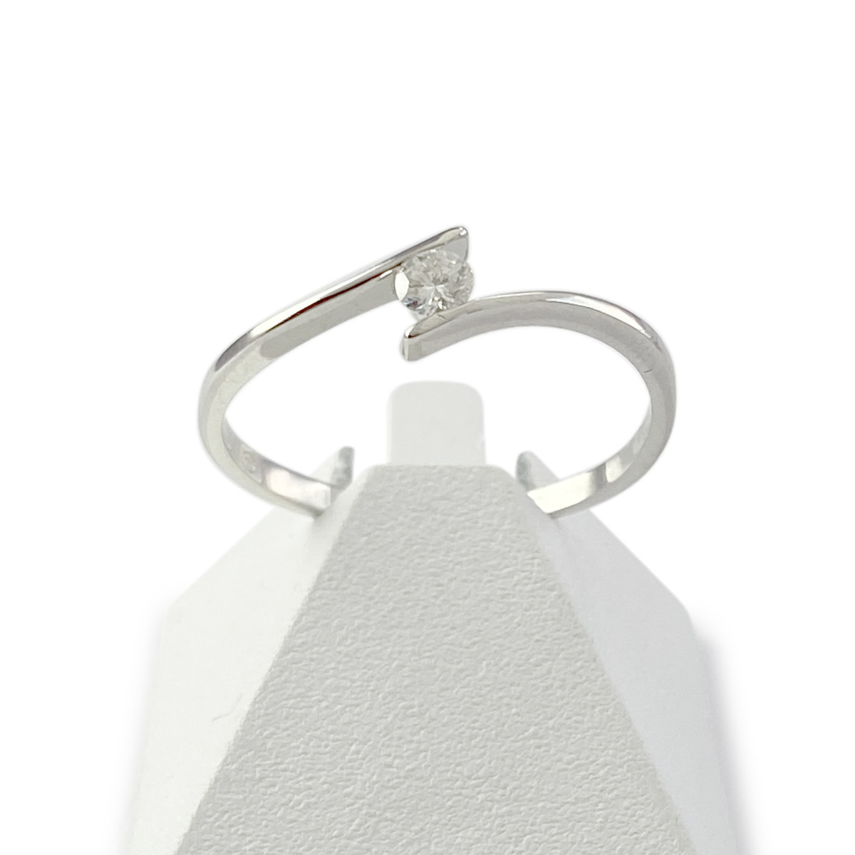 Solitaire d'occasion or 750 blanc diamant 0,10 carat