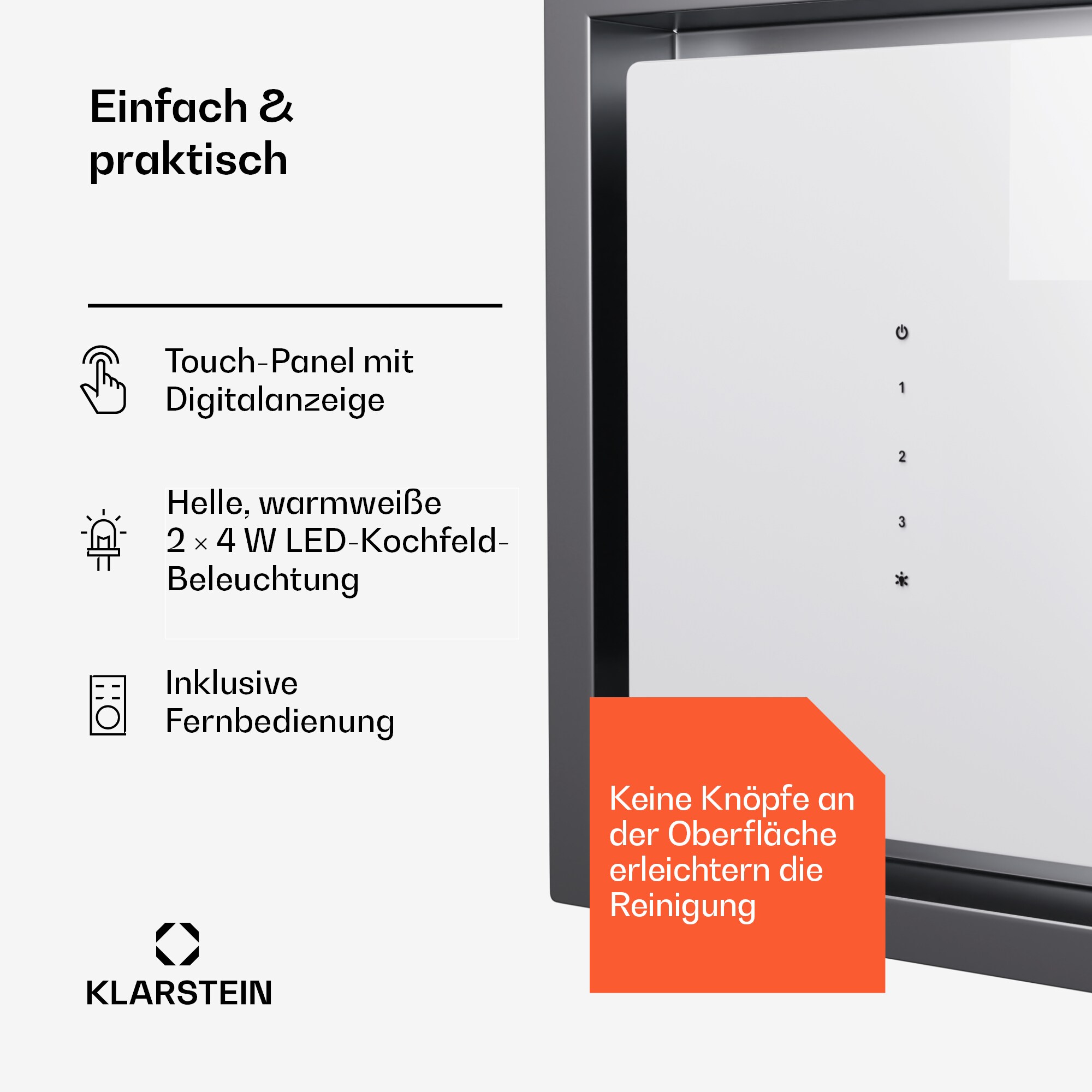 High Line Eco 90 Deckenhaube 90 cm 436 m³/h Stufen Fernbedienung Ambientelicht Weiß