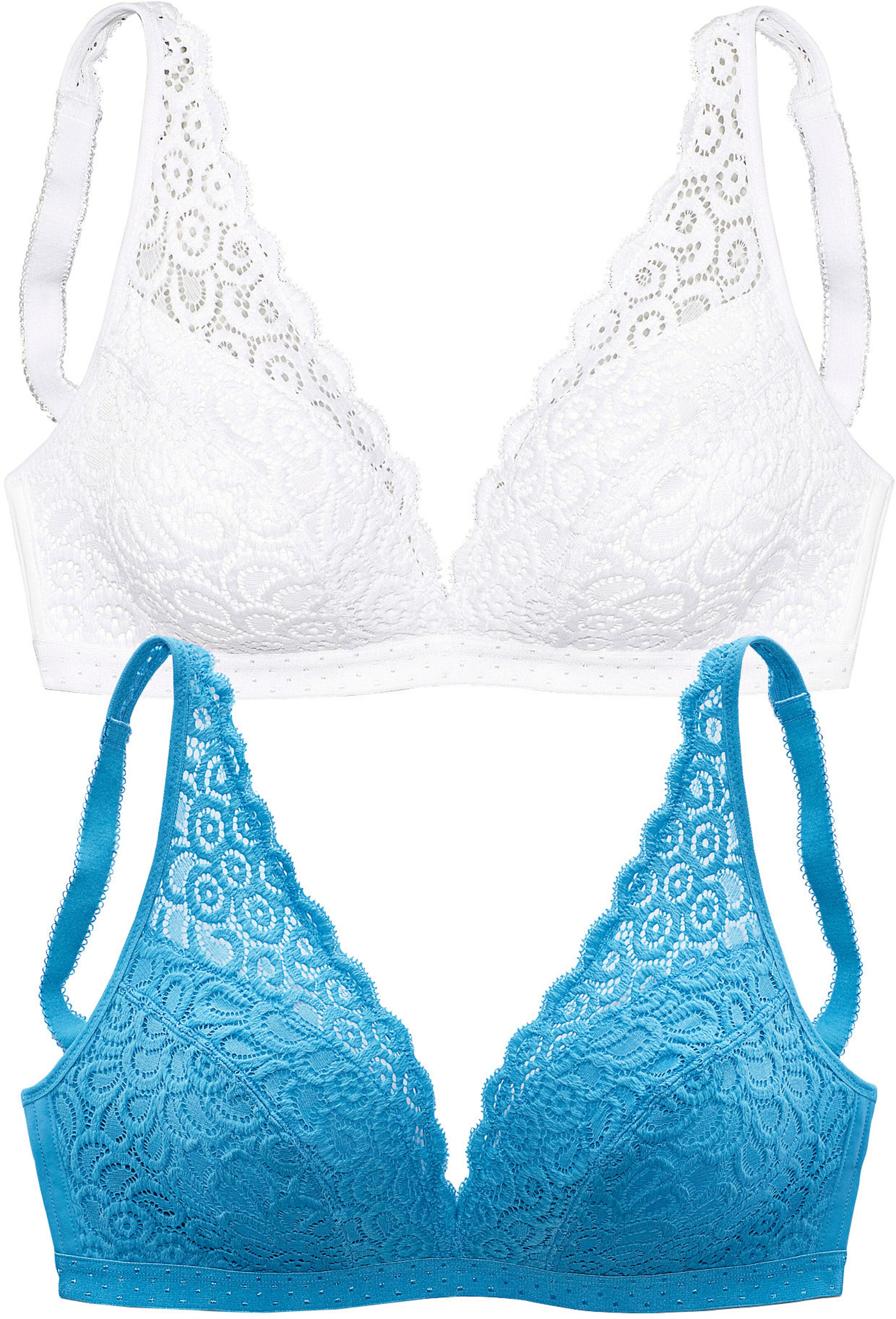 petite fleur Bralette-BH in rauchblau+weiß
