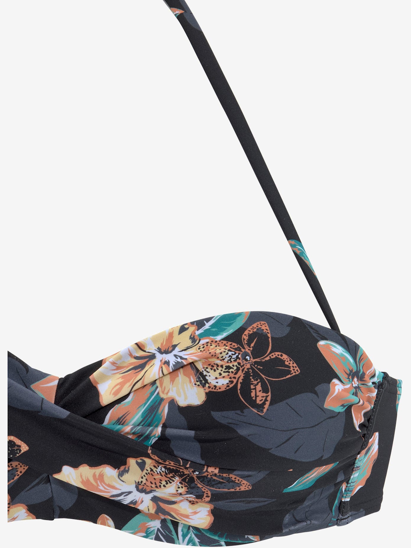 Haut de bikini bandeau à armatures imprimé fleurs d'hibiscus tropical
