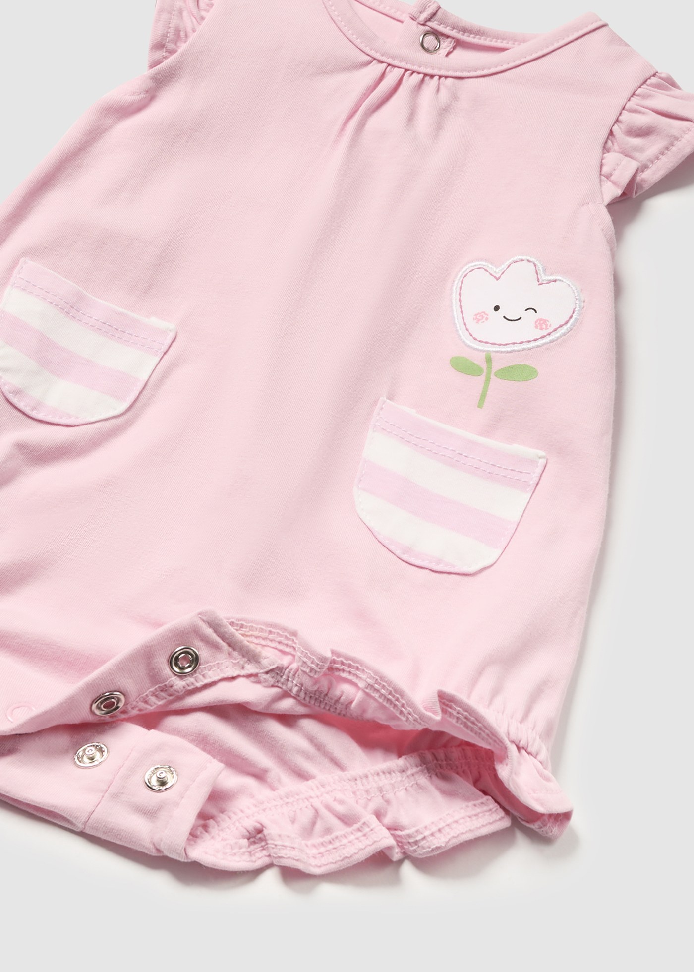 Conjunto de 3 macacões Better Cotton para recém-nascidos, rosa sorvete.