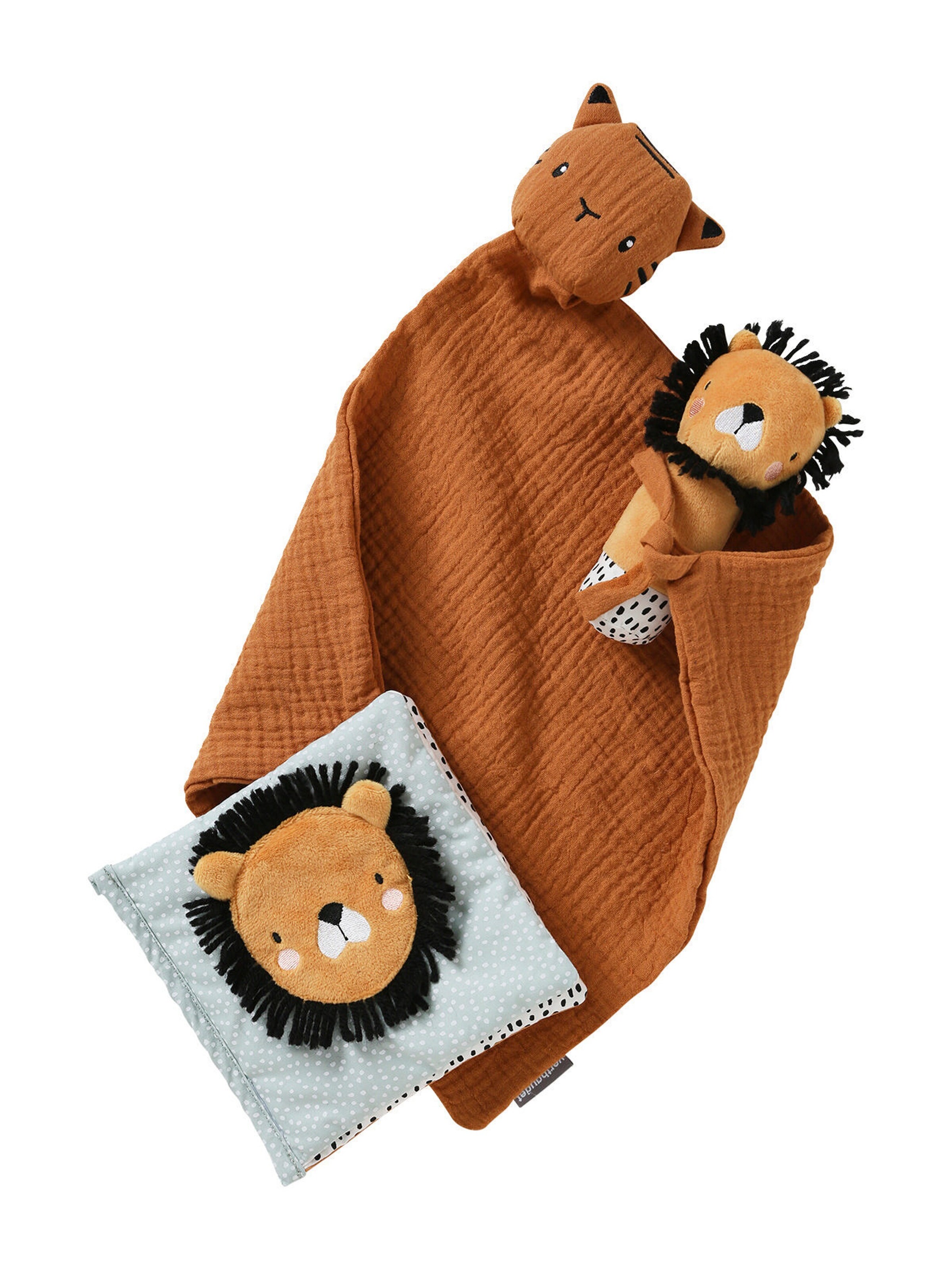 Vertbaudet Baby Geschenk-Set: Schmusetuch, Rassel & Stofftuch orange/tansania