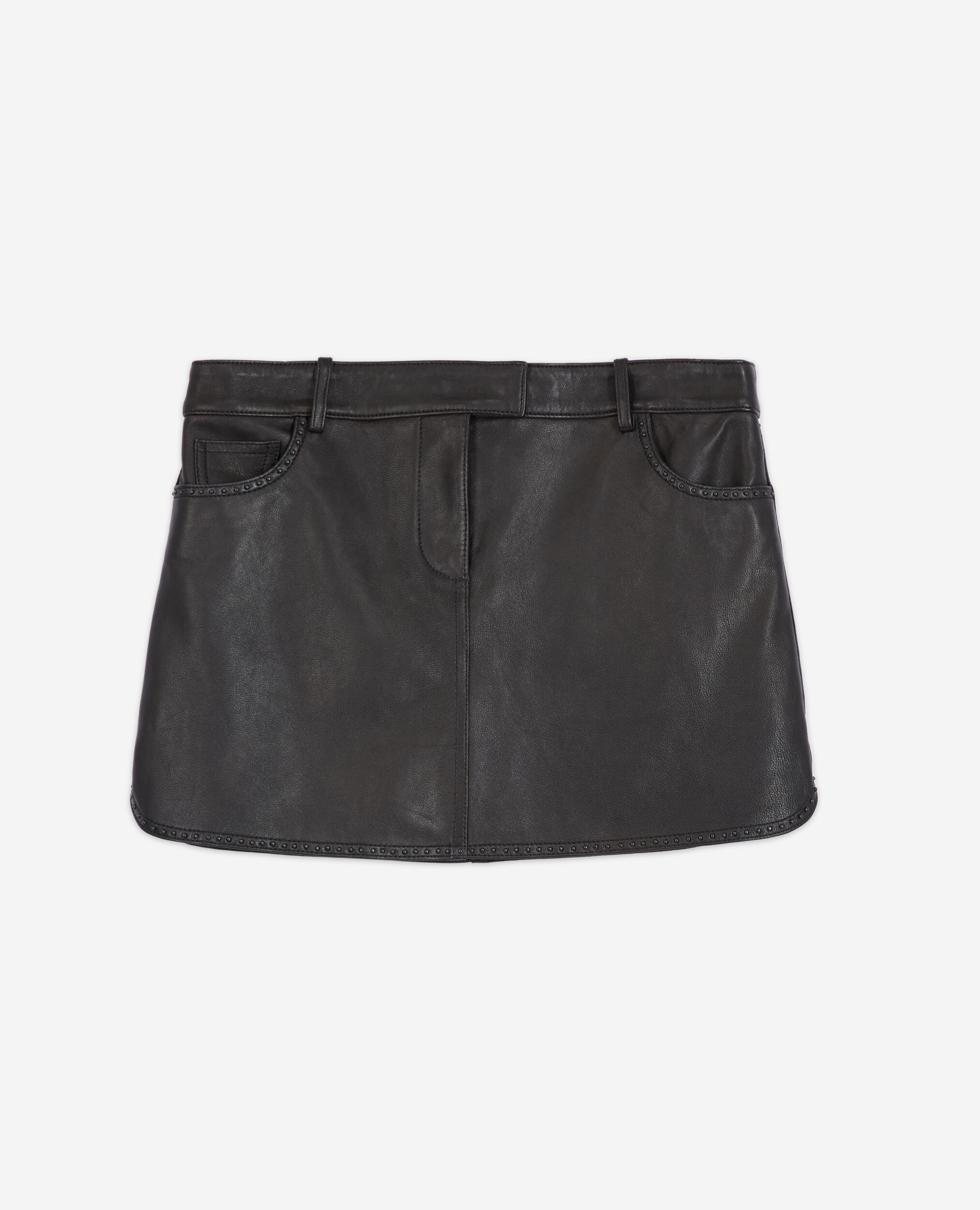 Jupe en cuir à studs noire