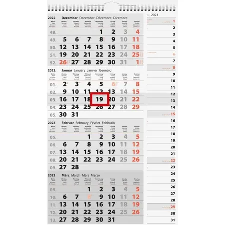 BRUNNEN 4-Monatskalender Wandkalender 2023 30 x 49 cm, einteilig