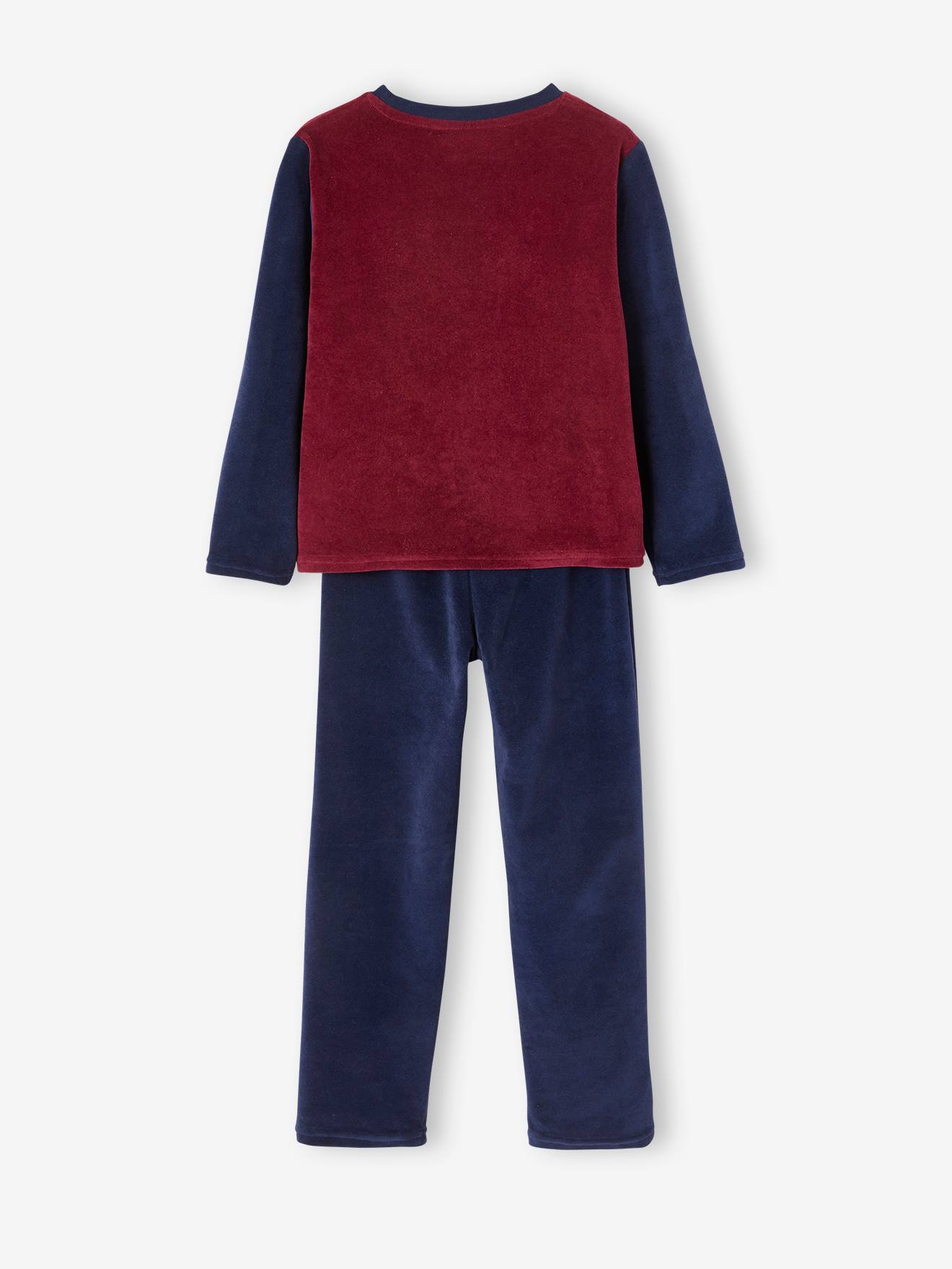 Pijama de veludo azul escuro liso com estampas do Harry Potter®