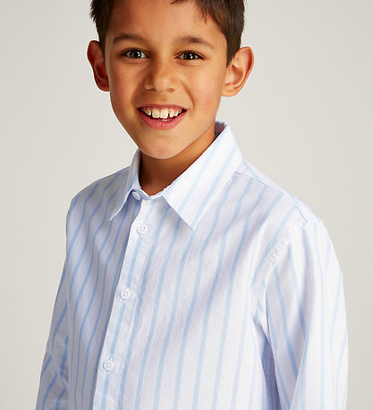 Calvin Klein Hemd - Striped Oxford - White/Blue Stripe