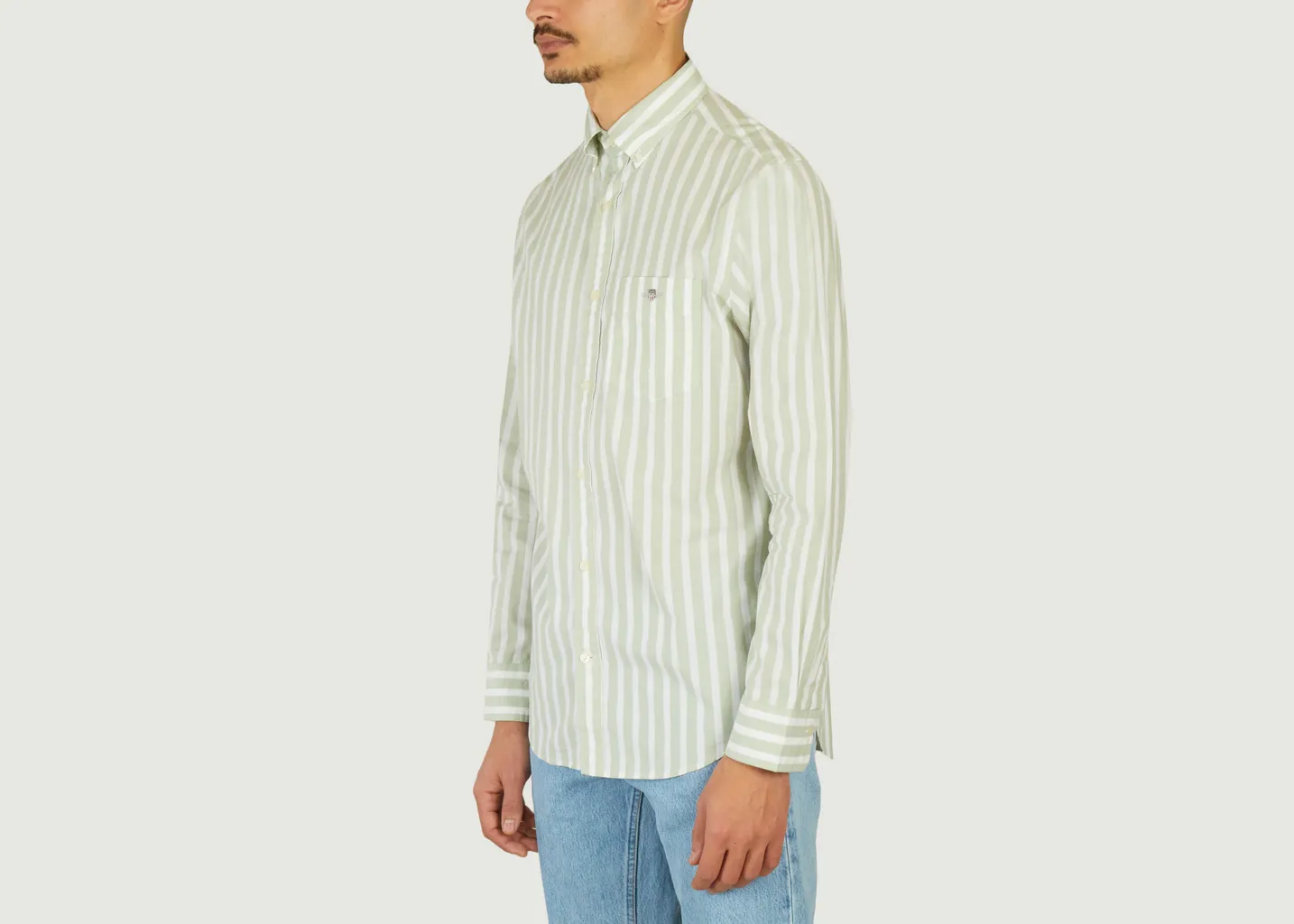 Chemise droite rayée en popeline de coton Gant