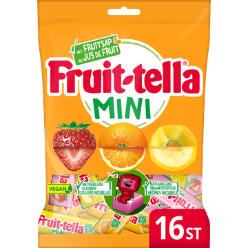 Fruittella Mini Vegan Uitdeelzak 16 stuks