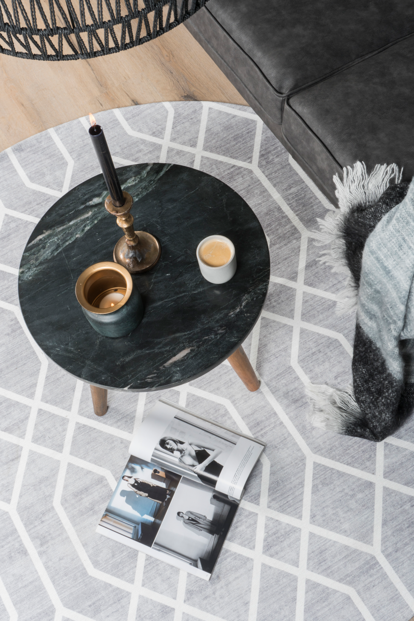 Vloerkleed Pattern Grijs Rond ø200 cm