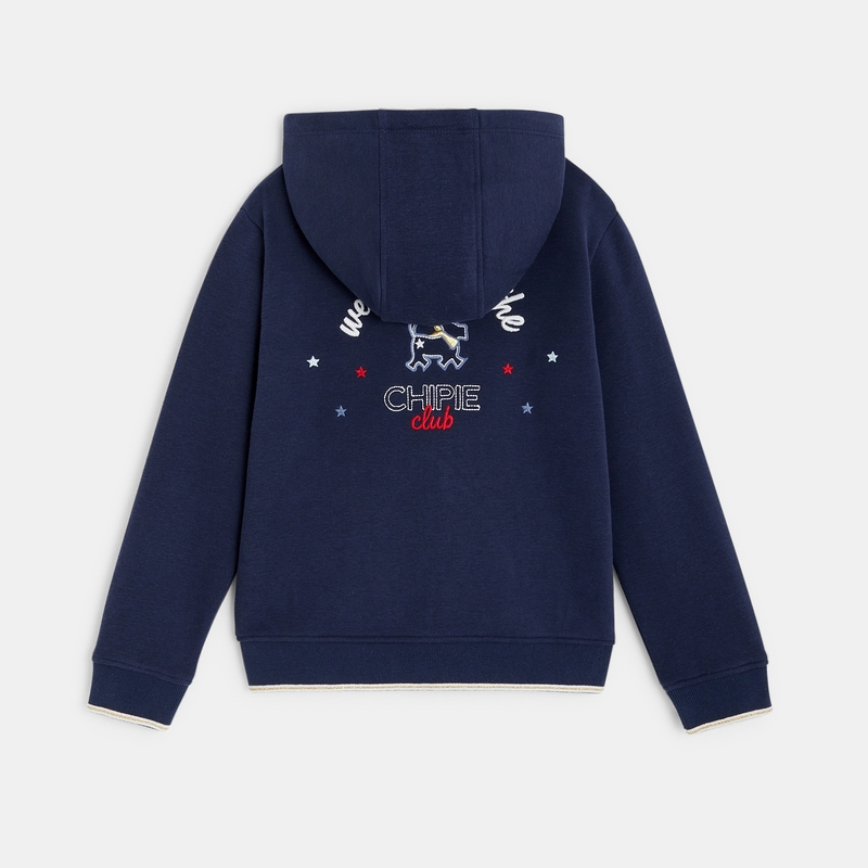 Gilet à capuche navy brodé Chipie bleu fille