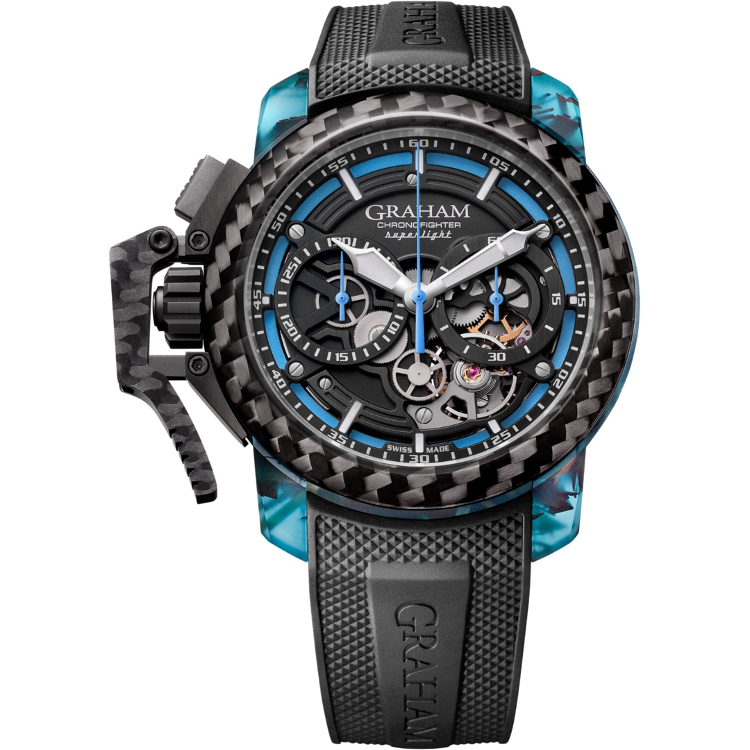 Graham Chronofighter Superlight Carbon Skeleton - Translucent Blue