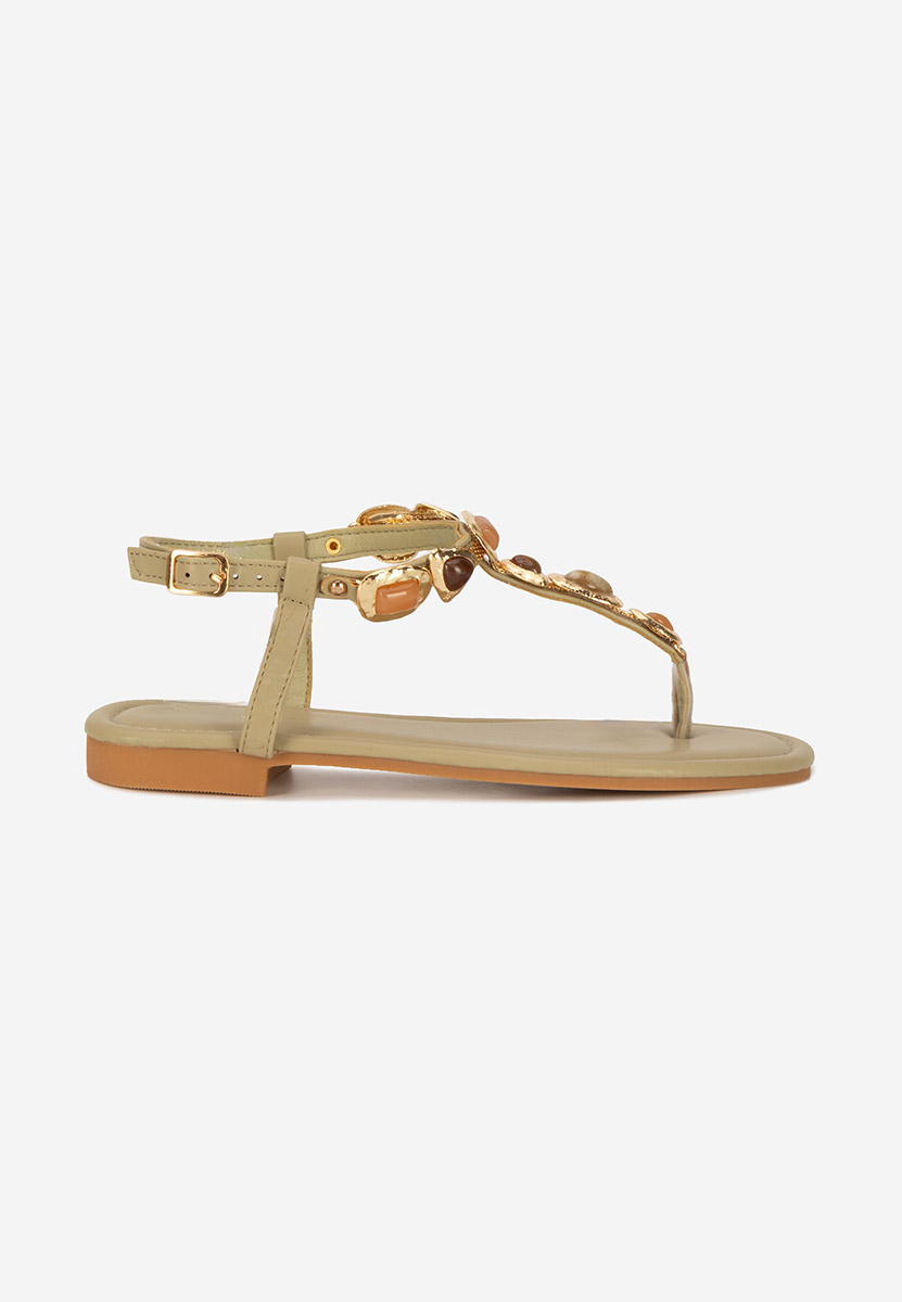 Sandales avec strass sans talon vert Darria