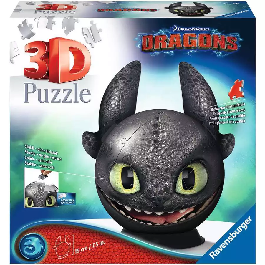 Ravensburger Dragons Ohnezahn Puzzle-Ball mit Ohren bunt