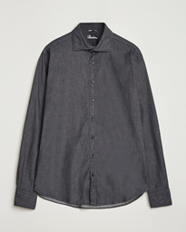 Stenströms Regular Fit Garment Washed Denim Shirt Grey