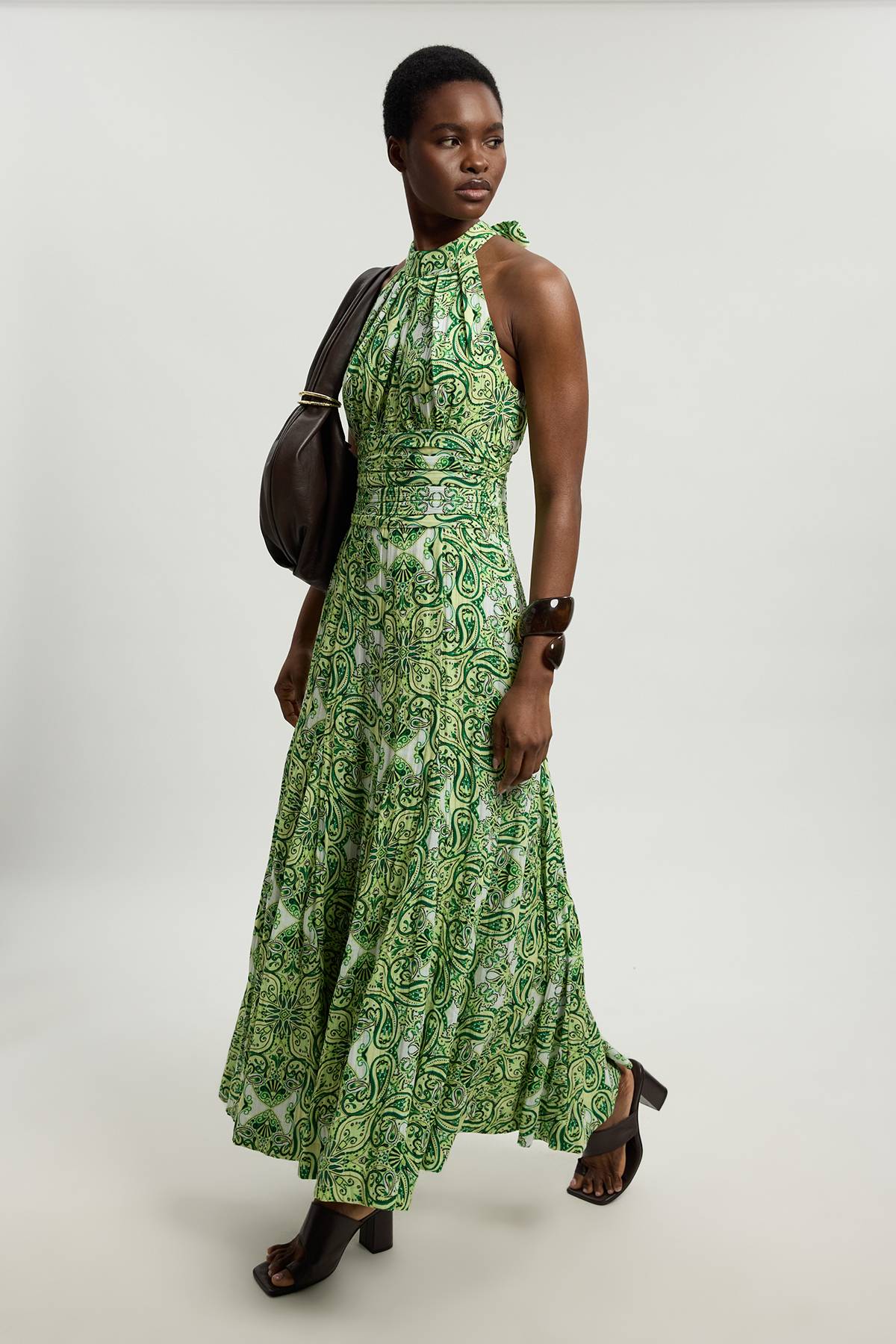 KarenMillen Robe Midi À Col Licou En Double Tissu À Imprimé Carreaux