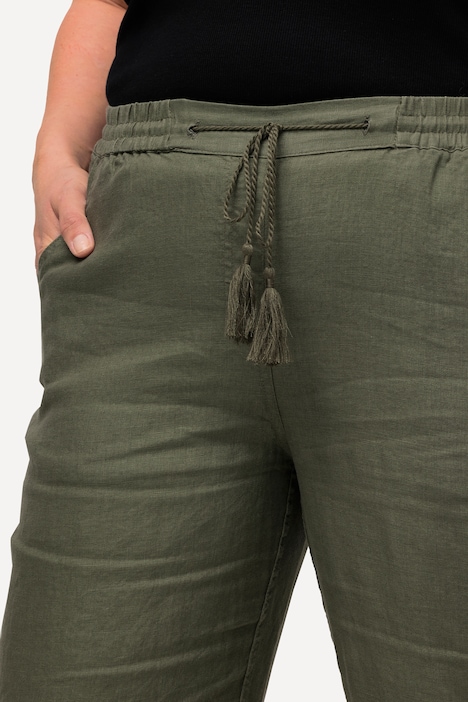 Leinenhose Mary, Elastikbund, weites, gerades Bein