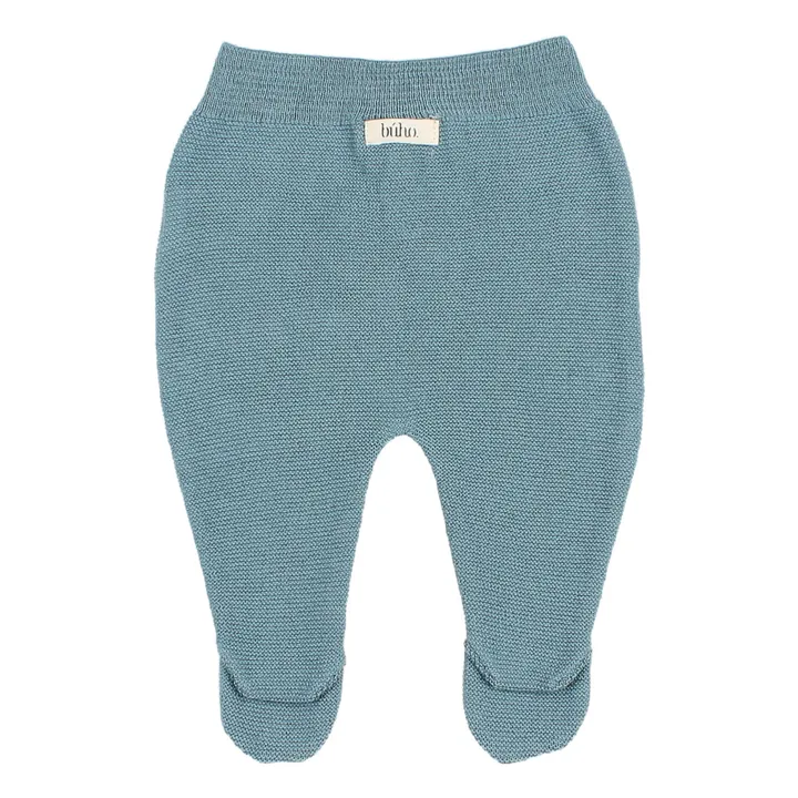 Búho Legging à Pieds Maille Coton Bio | Bleu