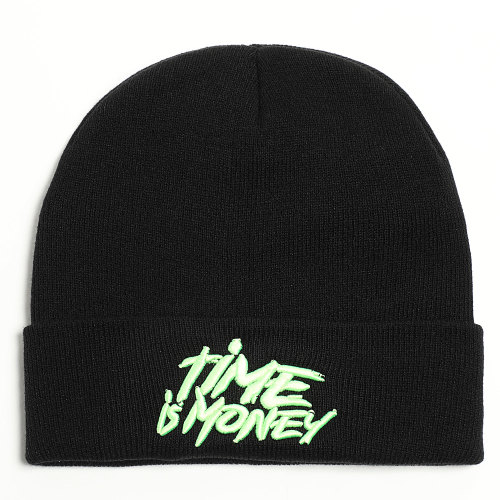 Bonnet Time Is Money Noir Vert Fluo
