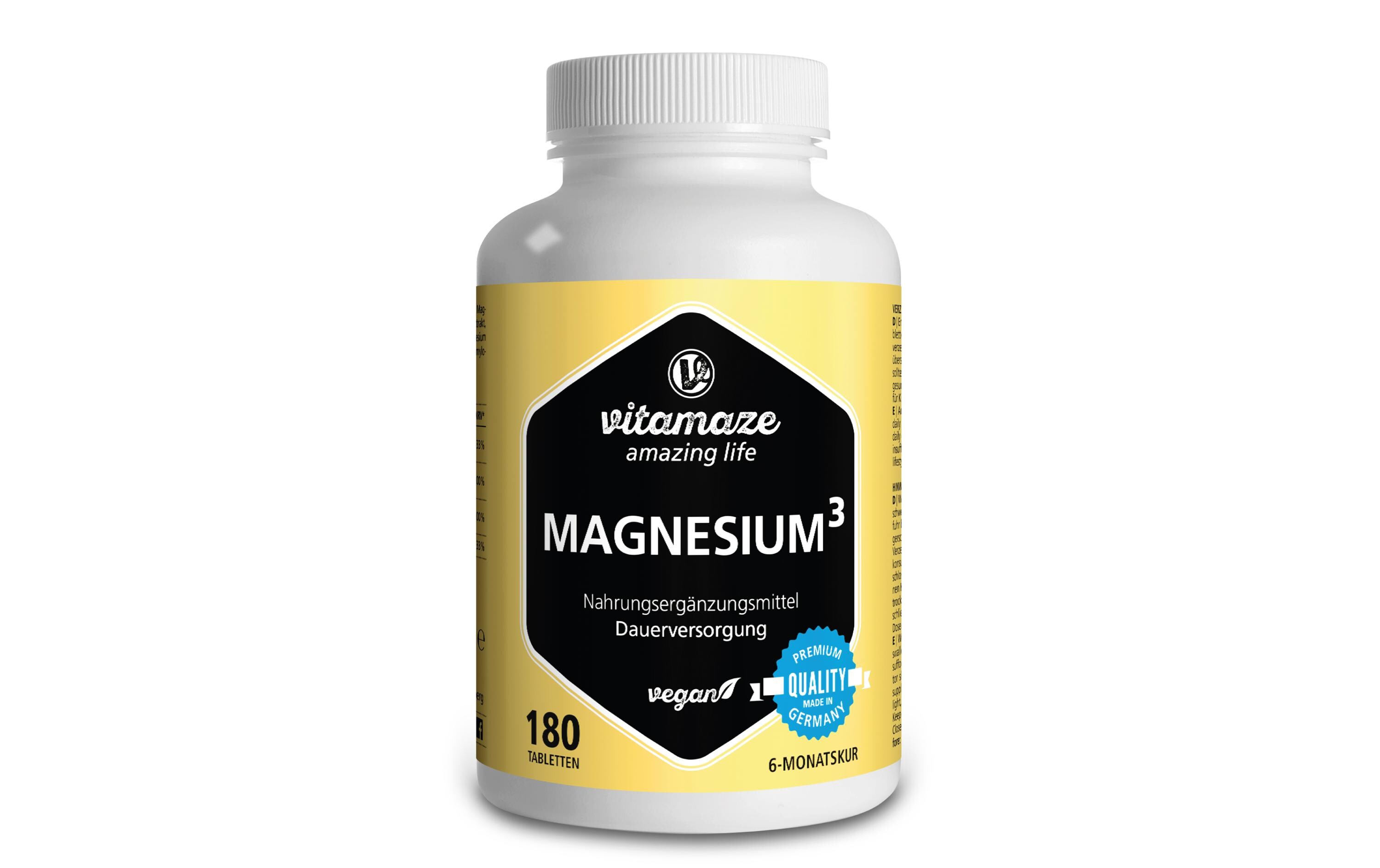 Magnesium³ 3-in-1 Komplex 180 TablettenVegane Nahrungsergänzung mit Magnesium