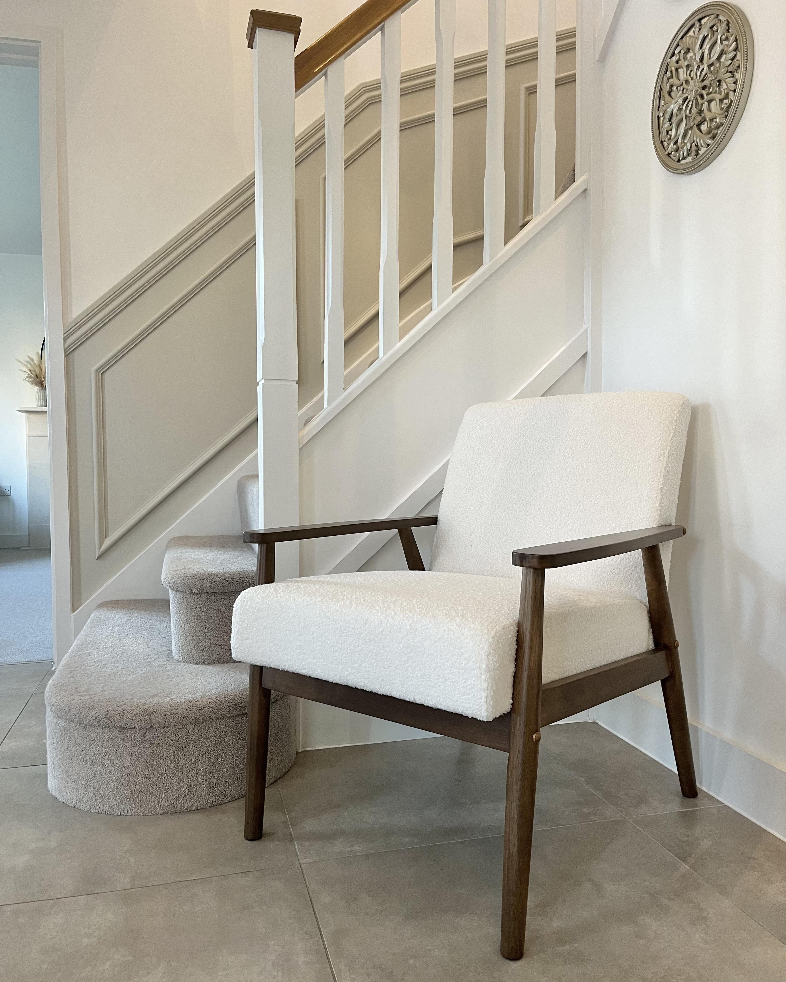 Fauteuil ESRUM Bouclé Donkerbruin/wit