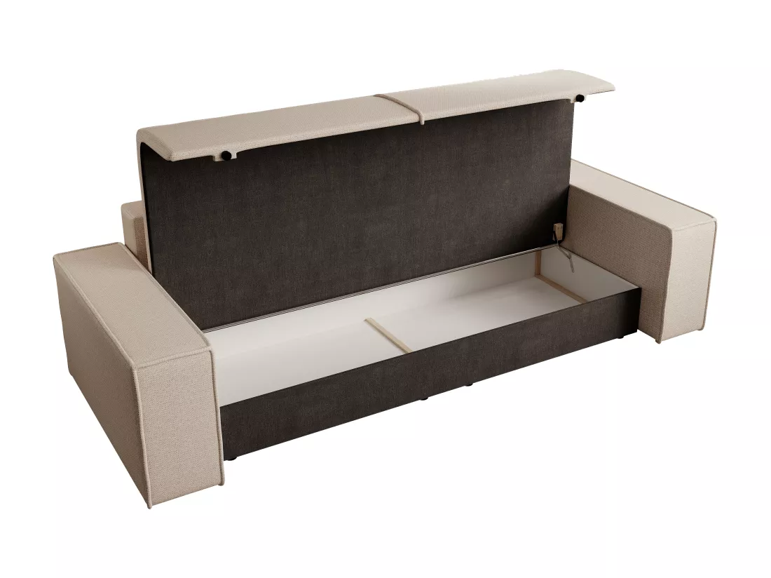 Canapé 4 places convertible en tissu texturé beige AMELIA