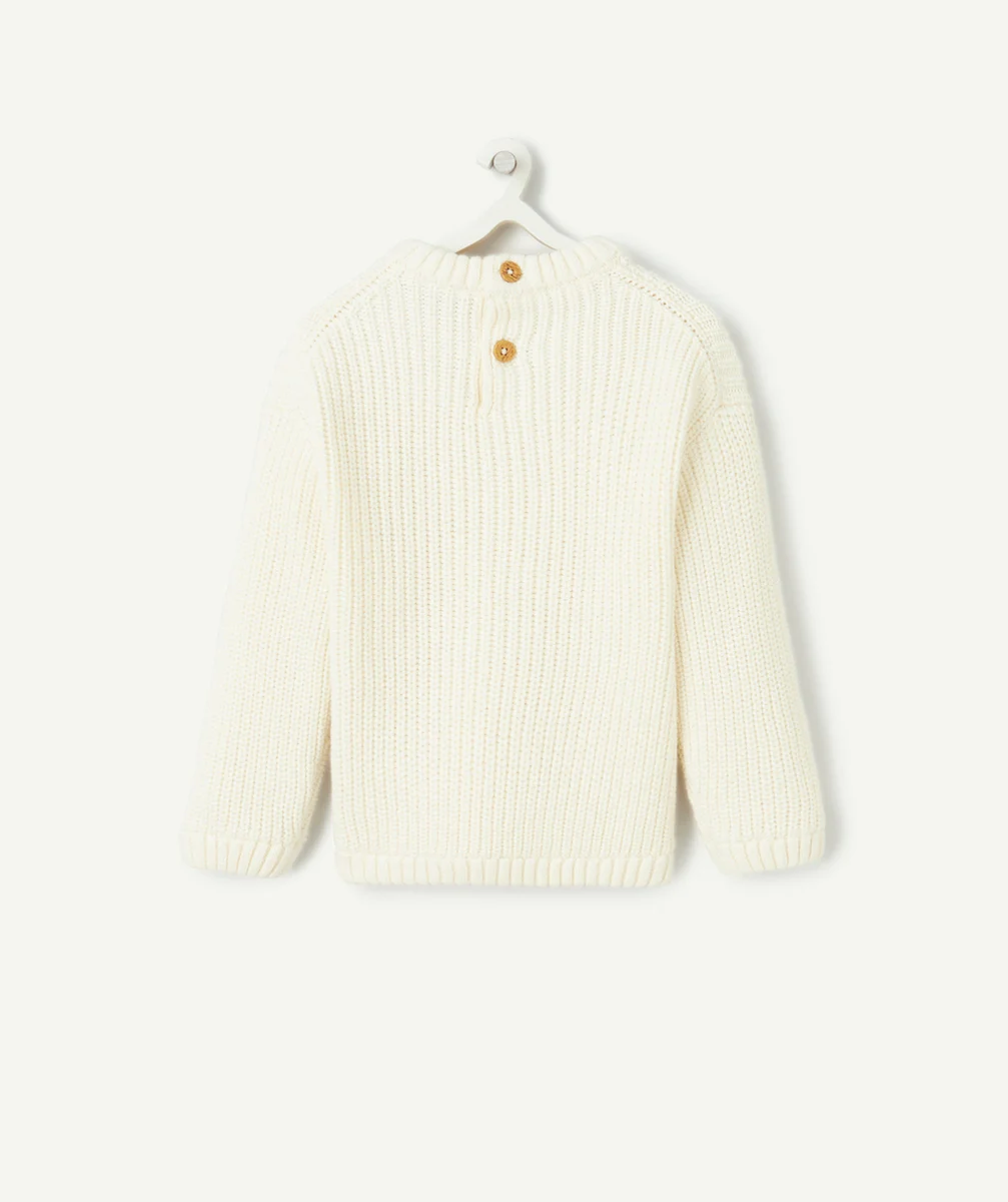 PULL MAILLE BÉBÉ GARÇON EN COTON BIO ÉCRU