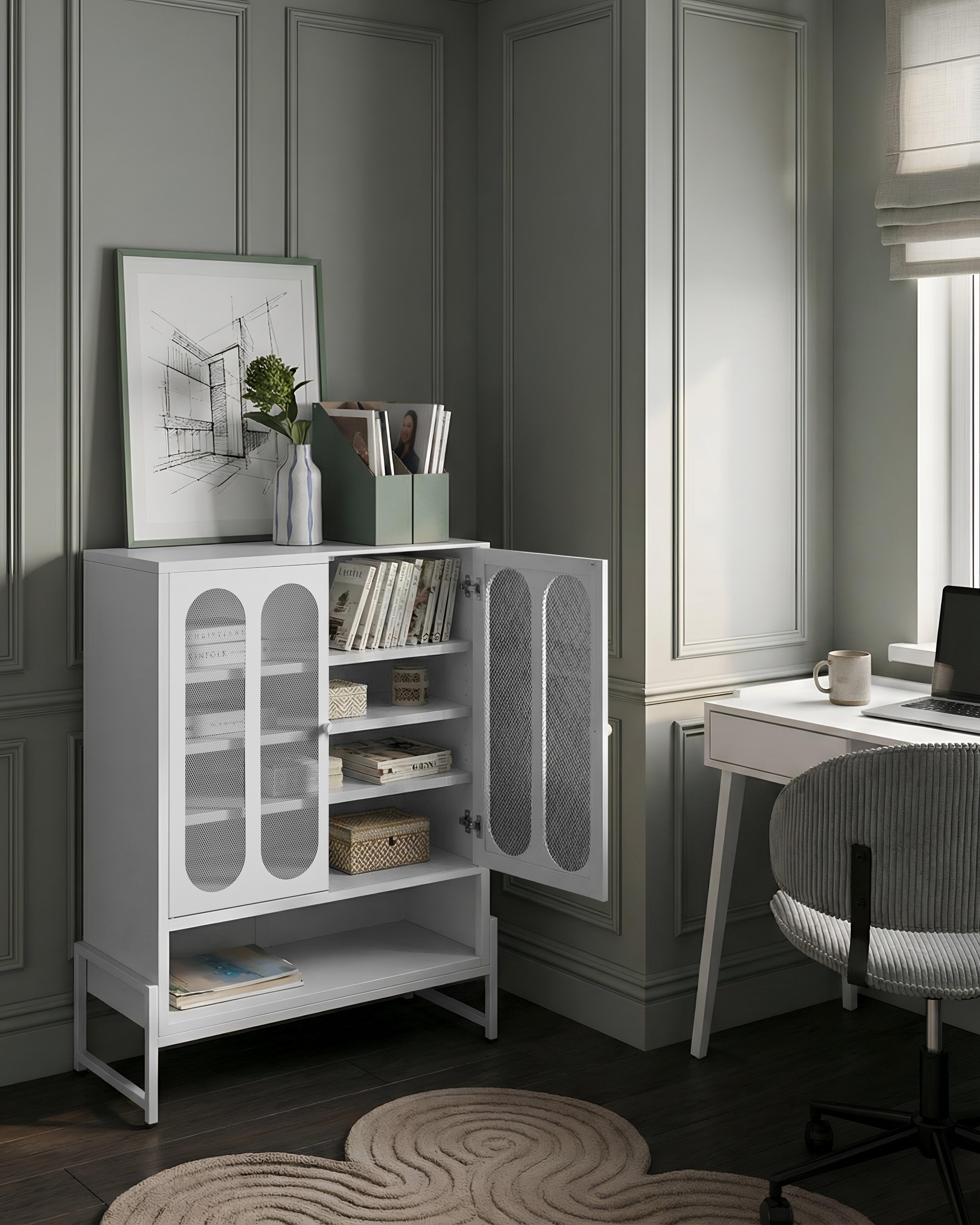 Dressoir met 2 deuren SOLETTA Metaal Wit