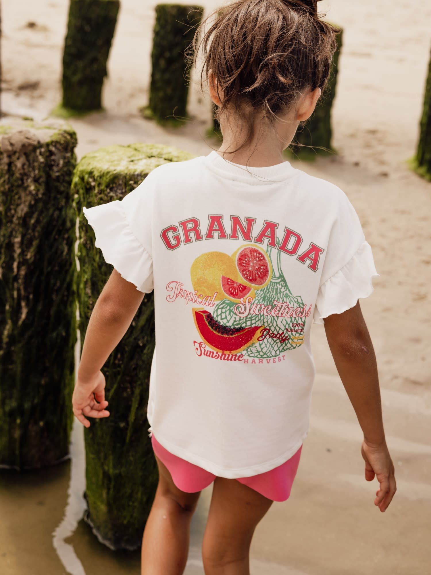 Looxs Looxs little sweater with ruffles ss soft white