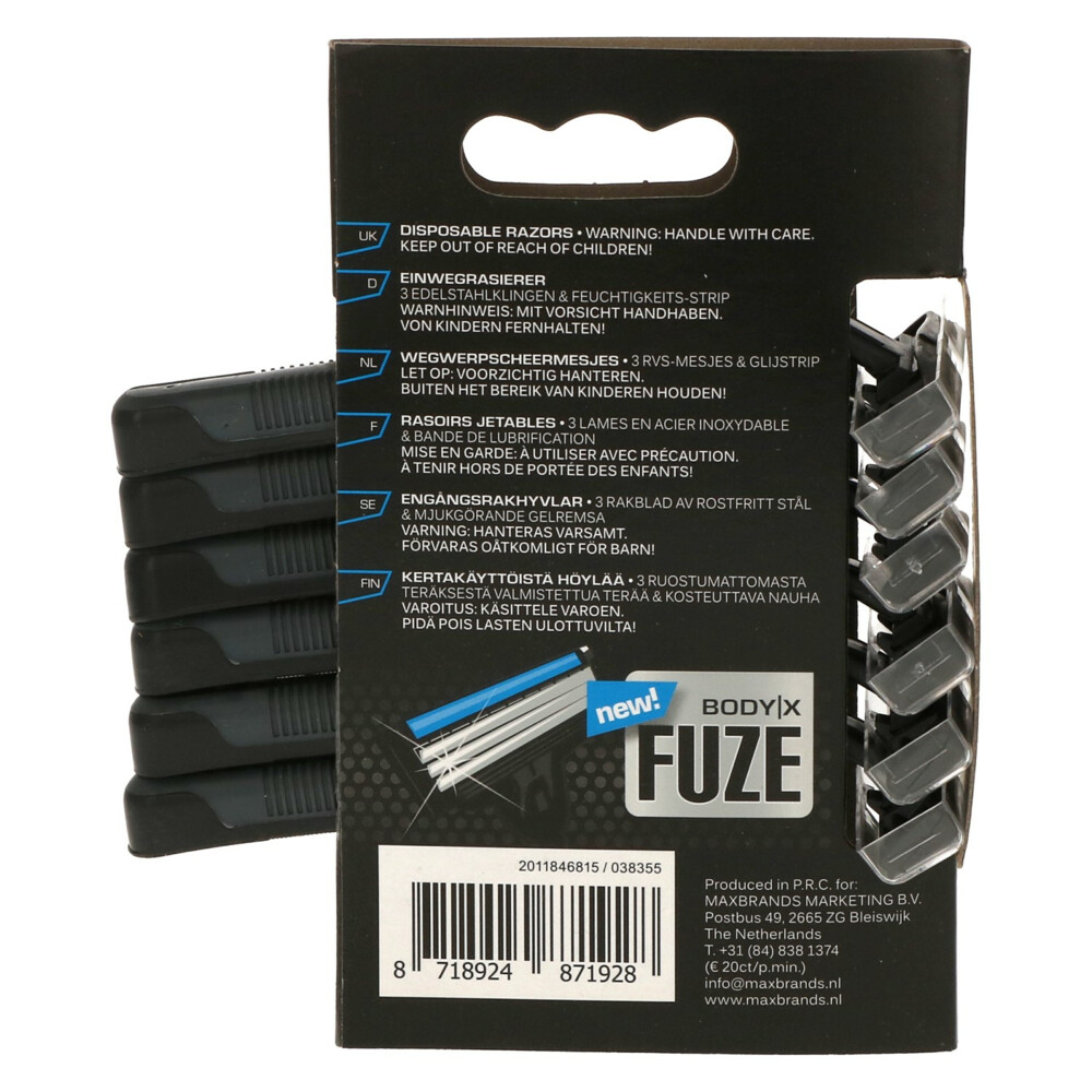 Body-X Fuze Men Triple Blades Wegwerpmesjes6 stuks