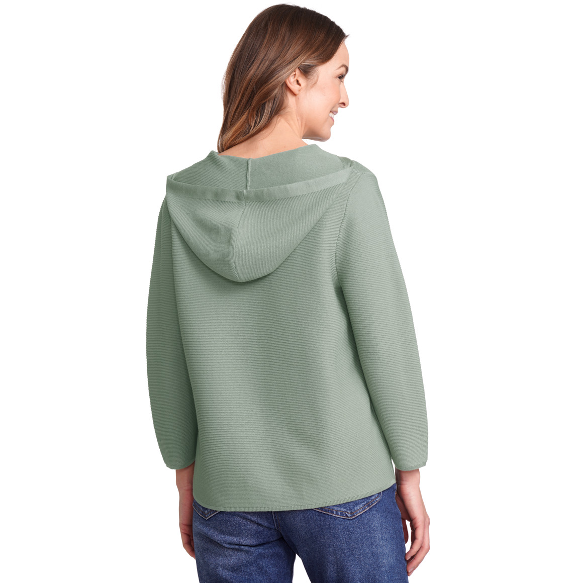 Gina Benotti Damen Strickpullover mit Kapuze salbei