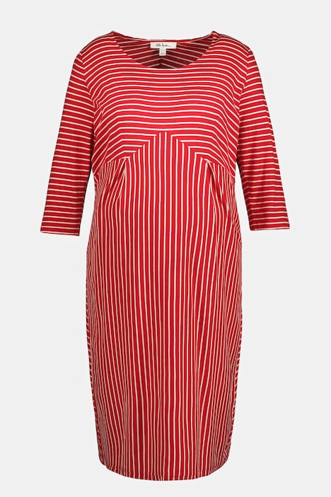 Bellieva-Sweatkleid, Streifen, Rundhals, 3/4-Arm, GOTS