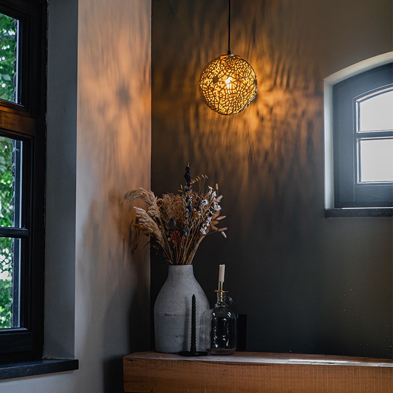 Art deco hanglamp goud met zwart - Maro