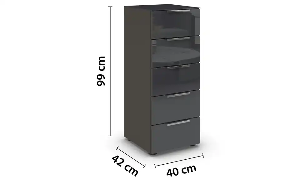 Kommode 40 cm verchromt Basaltgrau, Graphit