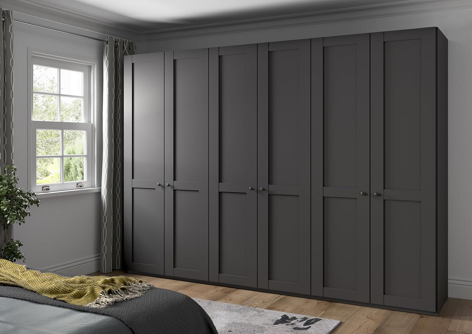 WIEMANN Drehtürenschrank Landhausstil Kleiderschrank 300cm breit, Graphit Dekor, Höhe 216cm, Marlow