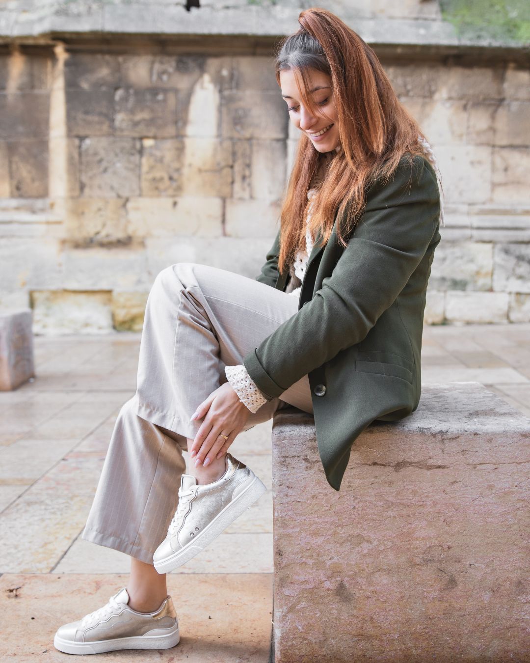 Basket femme beige à lacets - Fallon