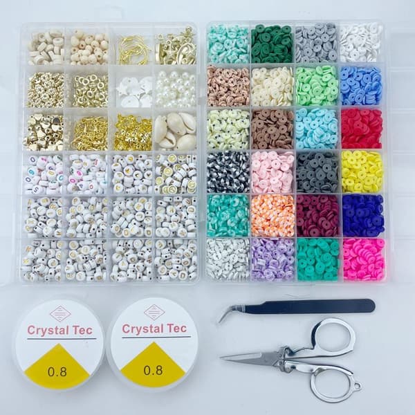 Clay Beads / Heishi Beads Bohemian Kit - KREA DIY Smykkesett med forskj. perler - 6000 stk