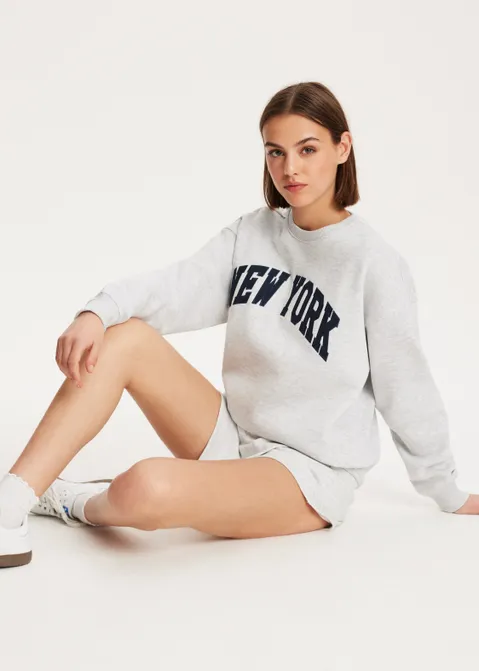 Sweater met print NY grijs (GRS.LME)