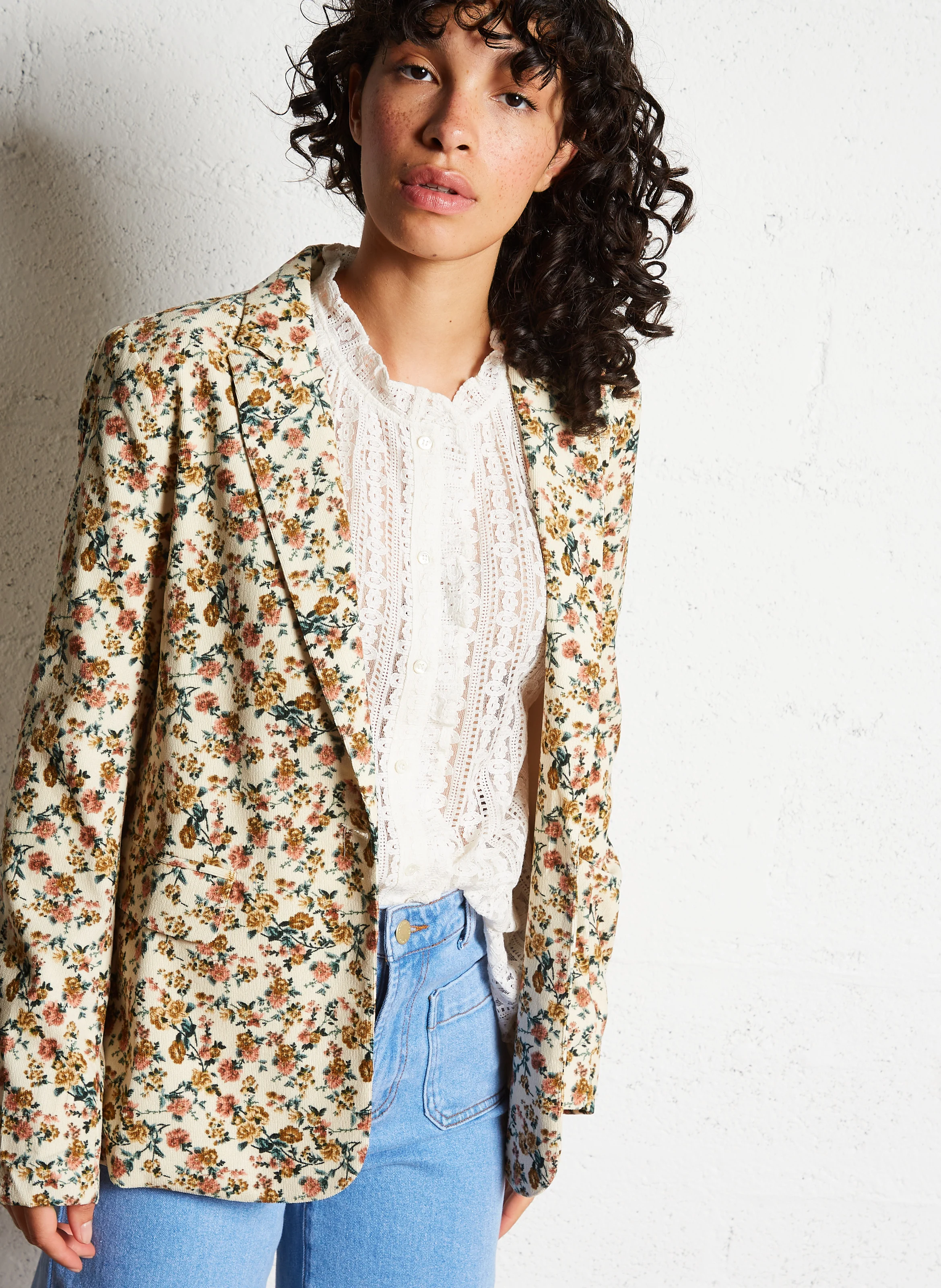 VANESSA - Veste de blazer droite côtelée | Multicolore