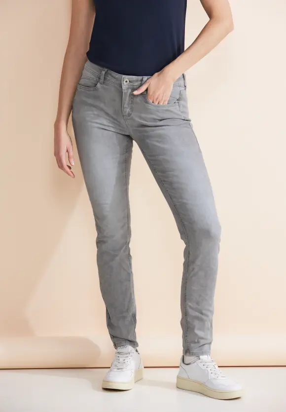 Graue Slim Fit Jeans - light grey random wash