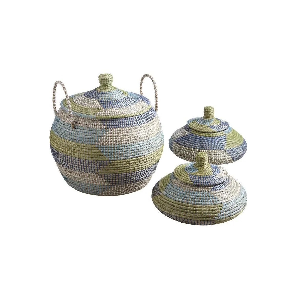 AUBRY GASPARD Panier Rond Jonc de Mer - Lot de 3