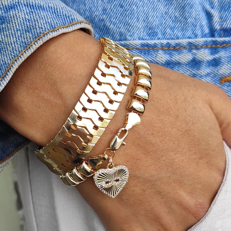 Bracelet chaîne plate - Laiton plaqué or